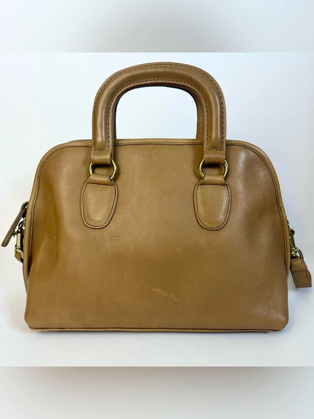 Vintage Coach Baxter Stone Light Tan Leather Satchel Doctor Bag Purse Crossbody